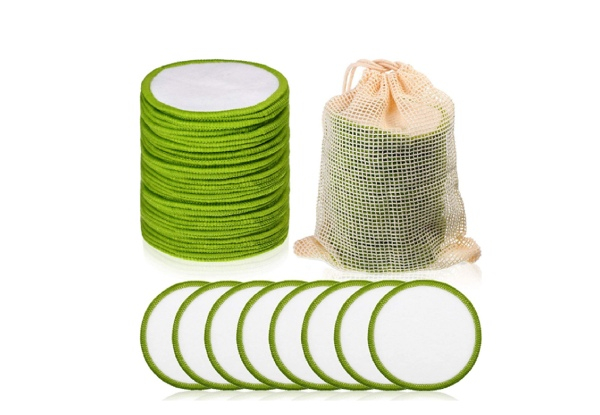 20-Pack Reusable Makeup Remover Pads with Storage Bag - Available in Two Colours & Options for Two-Set
