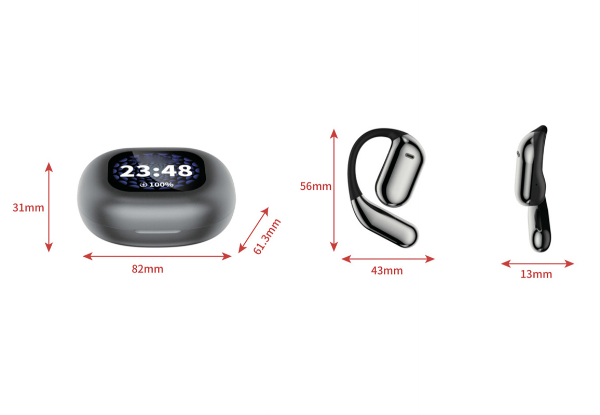 Wireless Over The Ear Earbuds with LCD Touchscreen - Two Colours Available