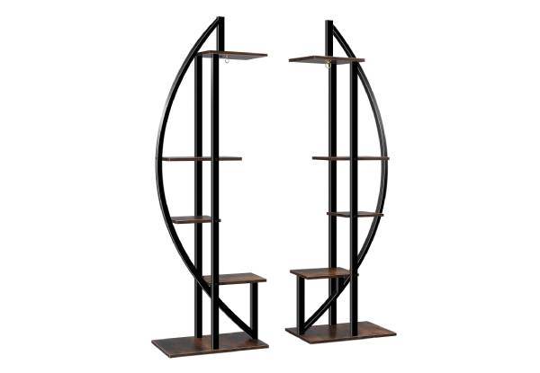 Two-Piece Five-Tiered Crescent-Style Plant Stand