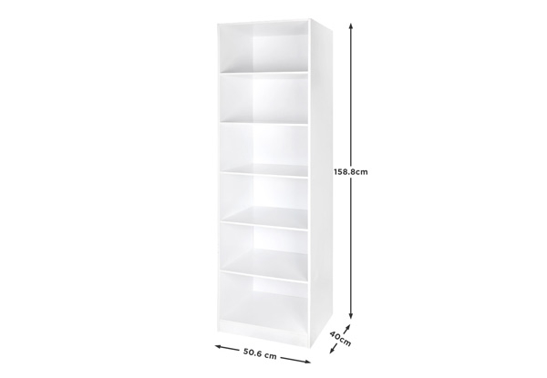 Six Shelf Wardrobe Unit with Two Extendable Bars
