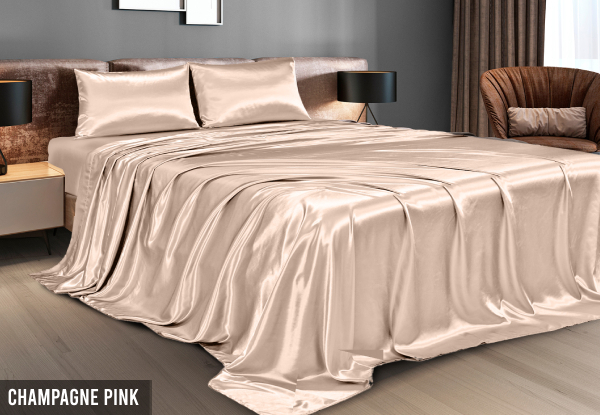 Four-Piece Royal Comfort Satin Sheet Set - Available in Six Colours & Two Sizes