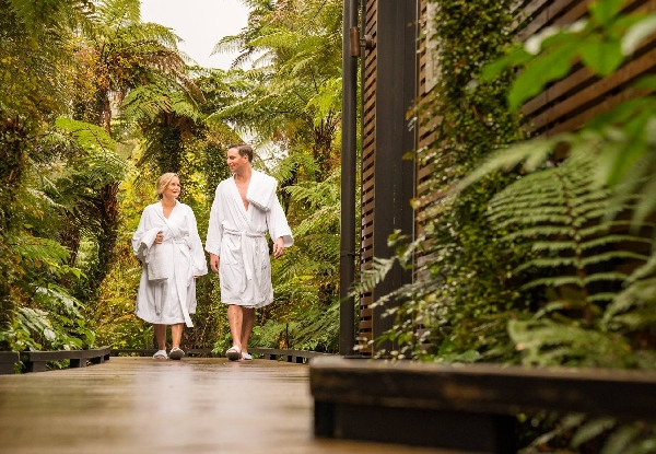 Two-Night TranzAlpine West Coast Glacier Country 4-Star Getaway for Two People to The Rainforest Retreat In Franz Josef incl. Private Hot Pool Access, Return Train Tickets & Rental Car Hire - Option for Deluxe Stay incl. Breakfast Hamper & Welcome Drinks
