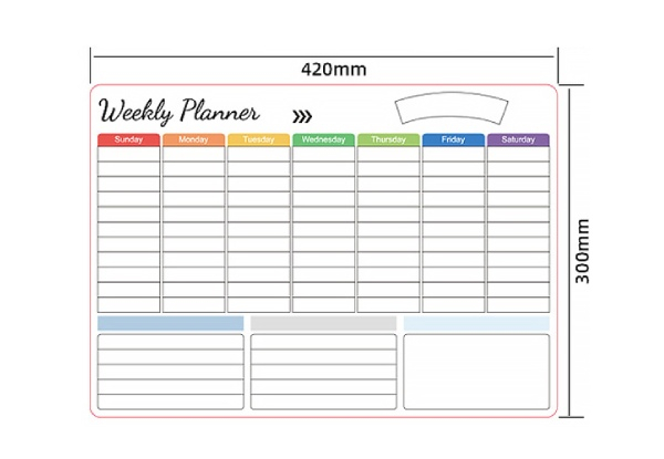 Weekly Planner Magnetic Whiteboard with Two Erasable Pens