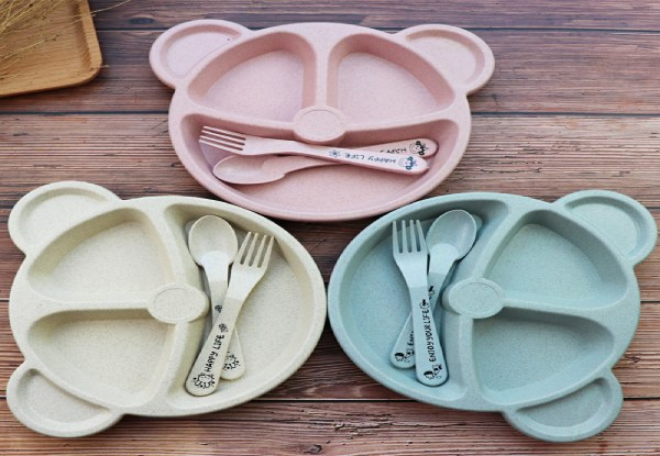 Bear-Shaped Baby Tableware - Three Colours Available