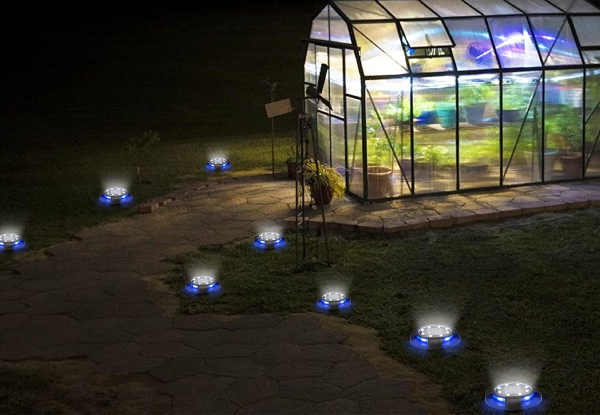 Four-Pack Solar Ground Disk Light