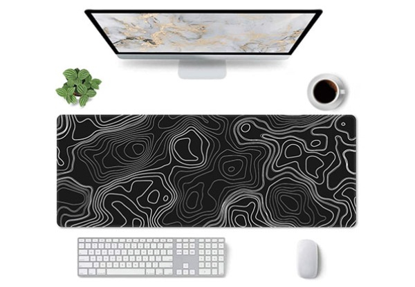 Anti-Slip Topographic Black & White Mouse Keyboard Pad