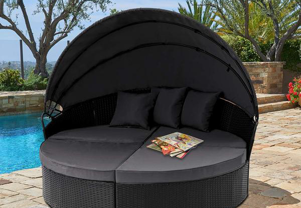 Patiocean Outdoor Patio Round Daybed with Canopy