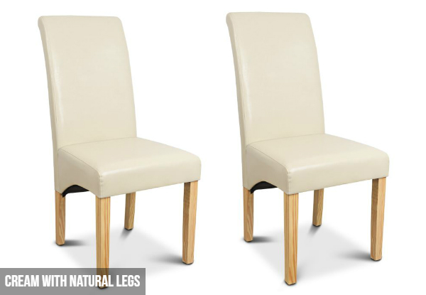 Two PU Leather Dining Chairs - Two Colours Available