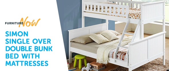 Simon Single over Double Bunk Bed, with Cozy Mattresses