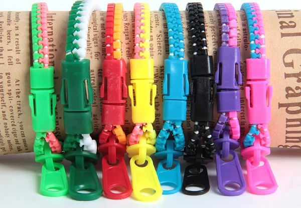 Five-Pack of Assorted Colour Fidget Zipper Bracelets - Option for Ten-Pack