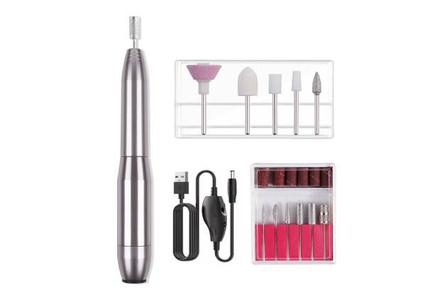 Electric Nail Polisher with 11-Pcs Drill Bit Set - Two Colours Available
