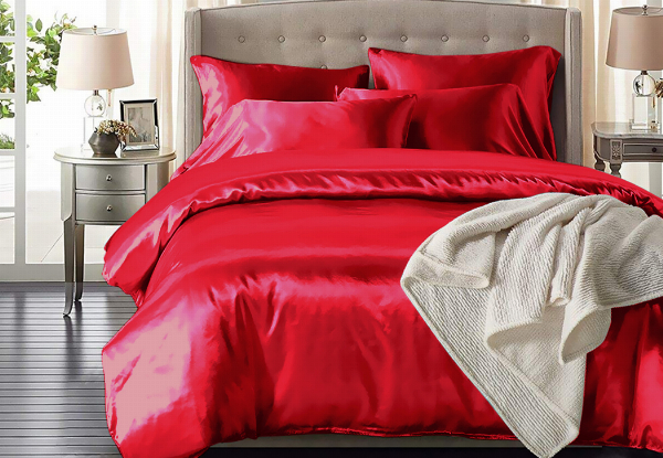 Dreamz Sheen Burgundy Single Duvet Cover Incl. Pillowcase