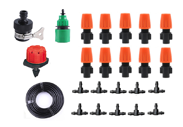 Garden Irrigation System with Adjustable Nozzle Sprinkler - Option for Two Sets