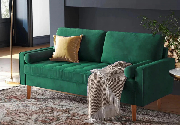 Gyllene Two-Seater Sleek Velvet Sofa