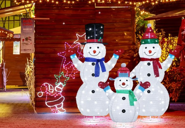 Three-Piece Christmas Snowman Family LED Lights