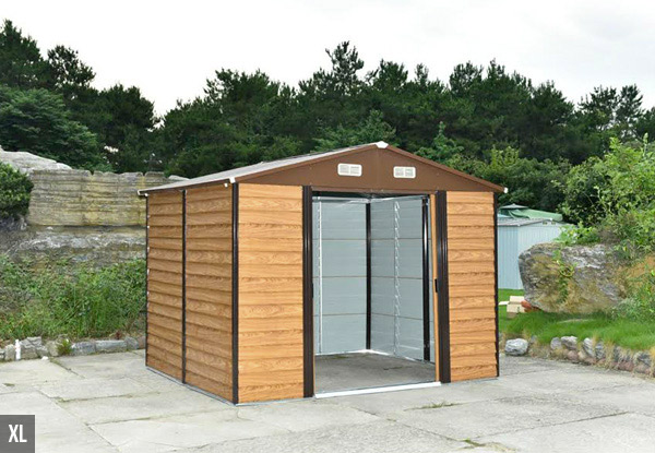 Wood Grain Look Steel Shed • GrabOne NZ