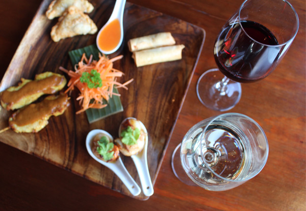 Thai Dining Experience for Two incl. Shared Platter, Two Main Meals, a Bowl of Rice and Two Glasses of Wine