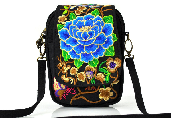 Vintage Floral Embroidered Crossbody Bag - Four Styles Available