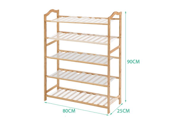 Levede Five-Tier Bamboo Shoe Organiser - Two Sizes Available