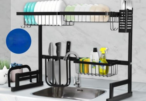 Large Sink Dish Drying Rack with Utensil Holders - Two Sizes Available
