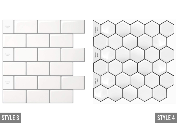 Five-Pack Self-Adhesive 3D Tiles - Seven Options Available