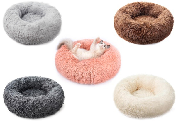 Donut-Shaped Pet Calming Bed Range - Four Sizes & Five Colours Available