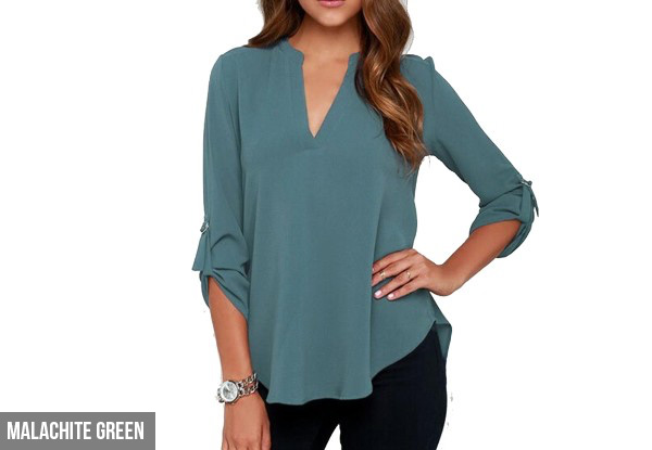 3/4 Sleeve V Neck Top - Five Colours Available