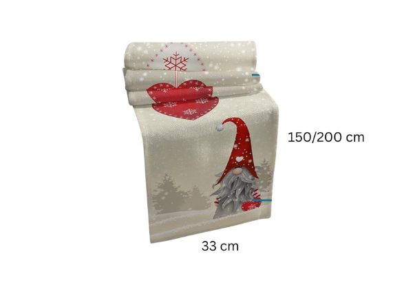 Christmas Snowflake Gnome Linen Table Runner - Two Sizes Available