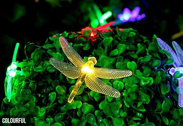 Solar Powered 30 LED Dragonfly String Lights - Two Colours Available