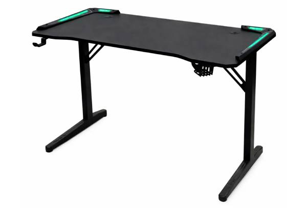 Gaming Desk with LED Light & Phone Stand