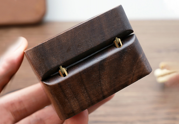 Wooden Ring Storage Box - Available in Two Colours & Option for Two-Ring Slots