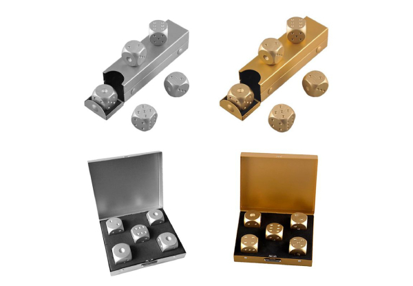 Five-Piece Set of Aluminium Alloy Dice - Two Styles & Two Colours Available