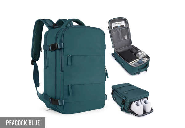 Travel Backpack with Shoe Compartment - Eight Colours Available