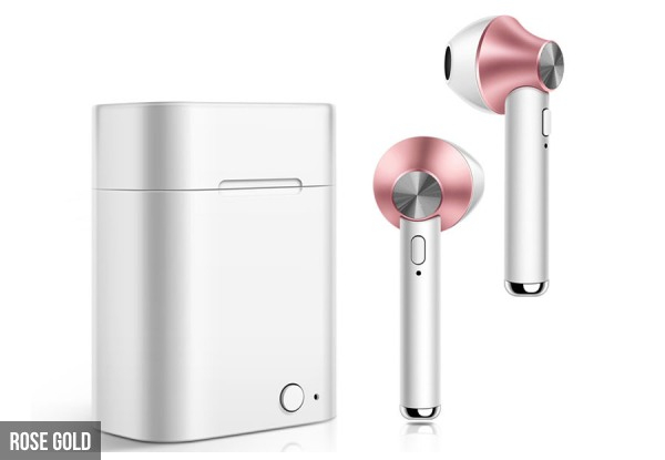 Wireless 5.0 Stereo Earbuds with a Built-In Microphone & Charging Box - Six Colours Available