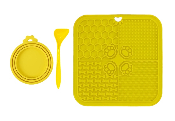 Pet Lick Silicone Mat with Can Lid & Spoon - Available in Four Colours & Option for Two-Pack