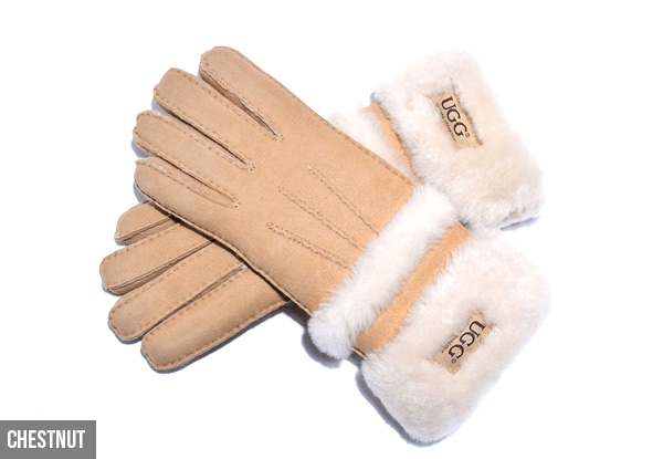 Auzland Women's 'Cora' Leather Suede Double Cuff UGG Gloves - Two Colours Available