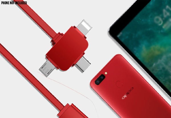 Three-in-One Charge & Sync USB Cable Compatible with Android/iPhone/Type C