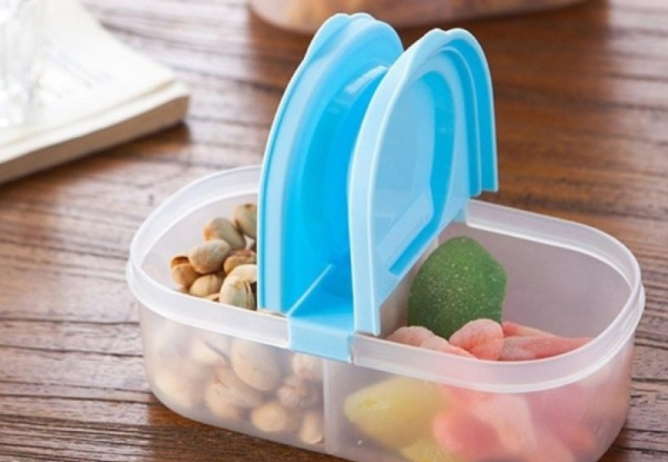 Four-Pack of Dual-Compartment Food Storage Boxes - Two Options & Four Colours Available