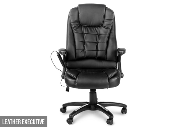 $199 for a Premium Executive Eight-Point Faux Leather Massage Chair or $229 for Leather Racer Design