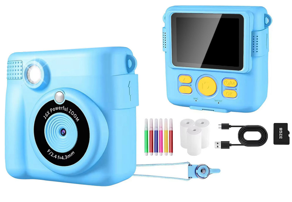 Kids Instant Print Camera Incl. 32GB Card - Three Colours Available