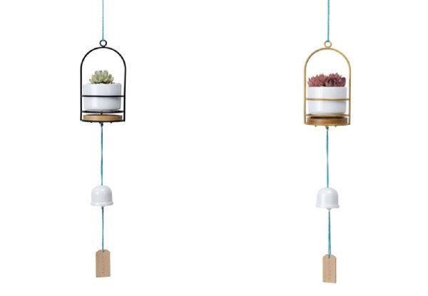 Hanging Flower Pot with Wind Chimes - Two Colours Available