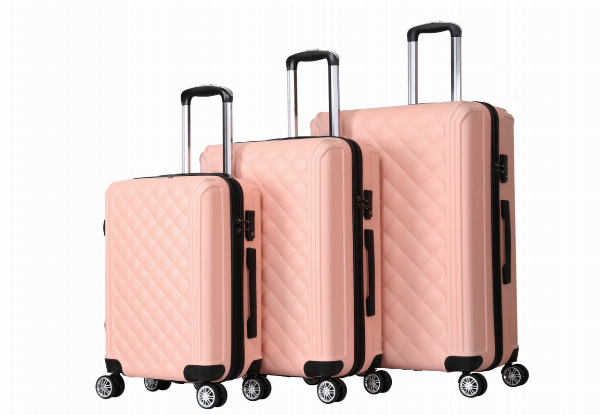 Diamond Three-Piece Travel Luggage Set - Five Colours Available