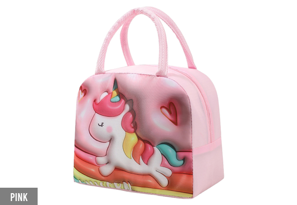 Kids Cute 3D Cartoon Insulated Lunch Bag - Available in Four Colours & Option for Two-Pack