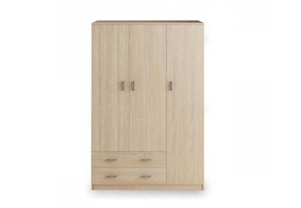 Three-Door Wardrobe Cabinet with Two Drawers - Two Colours Available