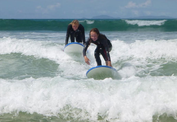 $40 for an Adults' or Kids' Two-Hour Surf Lesson incl. Board & Wetsuit Hire on Matakana Coast – Tawharanui, or $80 for Two People (value up to $160)