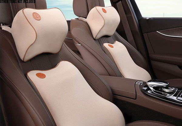 Lumbar Back Support Cushion & Headrest Pillow Car Seat - Two Colours Available