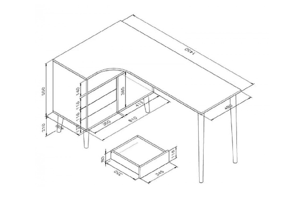 Jona 145cm Corner Desk with Storage