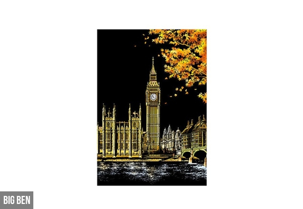 Scratch Art World-Famous City Painting Paper - Four Options Available