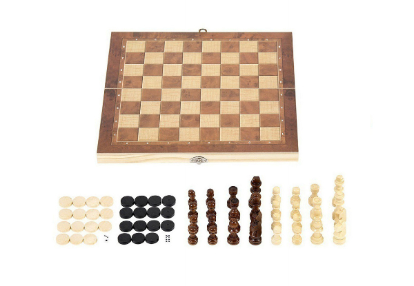 Three-in-One Chess, Backgammon & Checkers Board Game Set - Option for Two