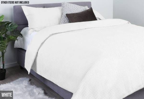 Three-Piece Cotton Waffle Duvet Cover Set - Three Sizes & Three Colours Available